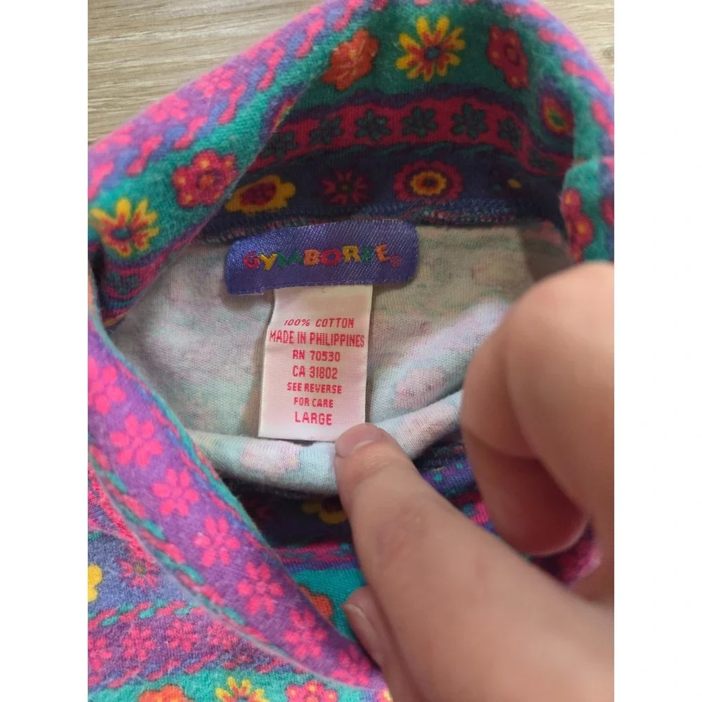 Vintage Gymboree Rainbow Tag 90s Turtleneck Sweater Shirt Purple Girls Large
